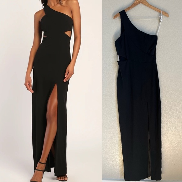 Show-Stopping Style Black One-Shoulder Cutout Maxi Dress - Picture 1 of 7